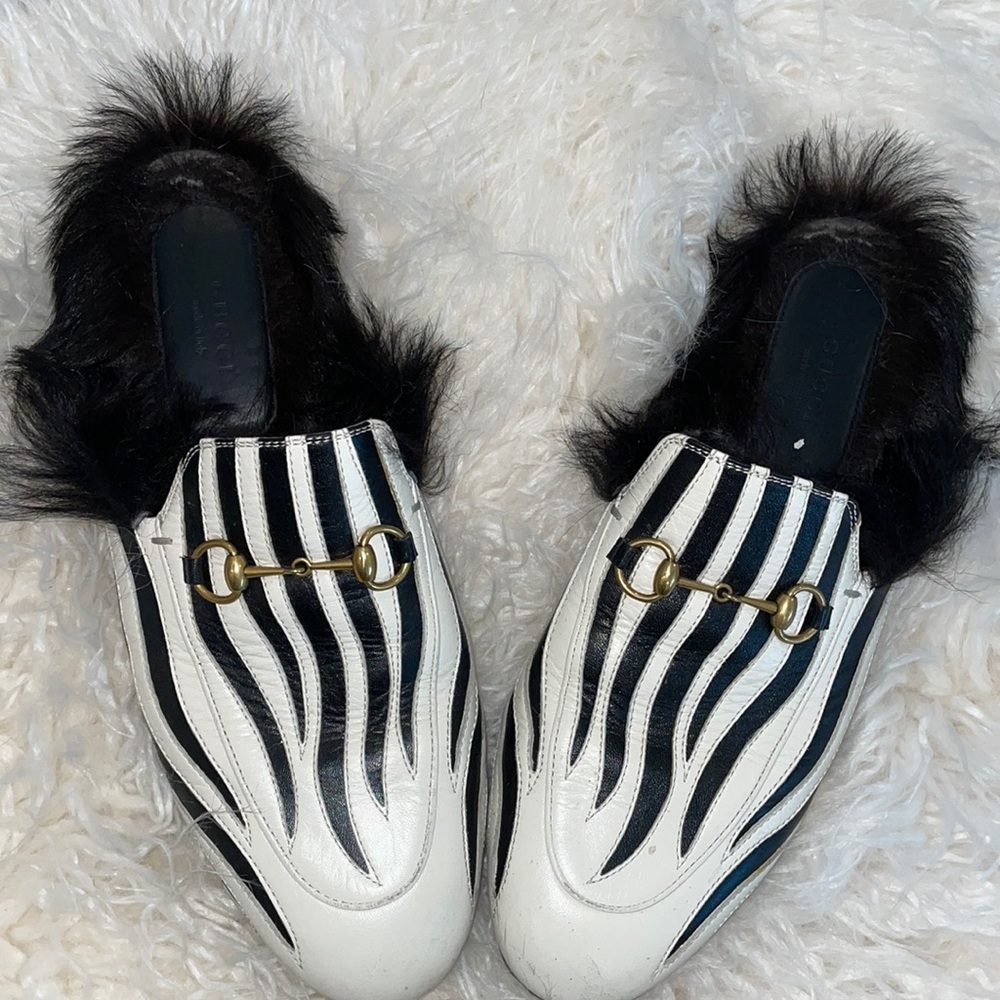 Gucci zebra slip ons